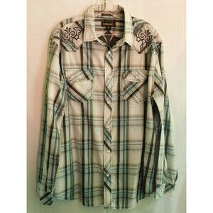 Men's Helix Athletic Fit Lightweight Plaid Long Sleeve Button Front Shirt XL